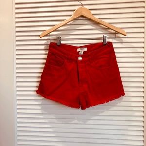 Forever 21 Ruby red frayed jean shorts